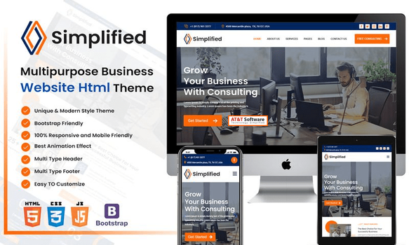 Simplified Multipurpose Responsive HTML Template Powered by Veda Ads